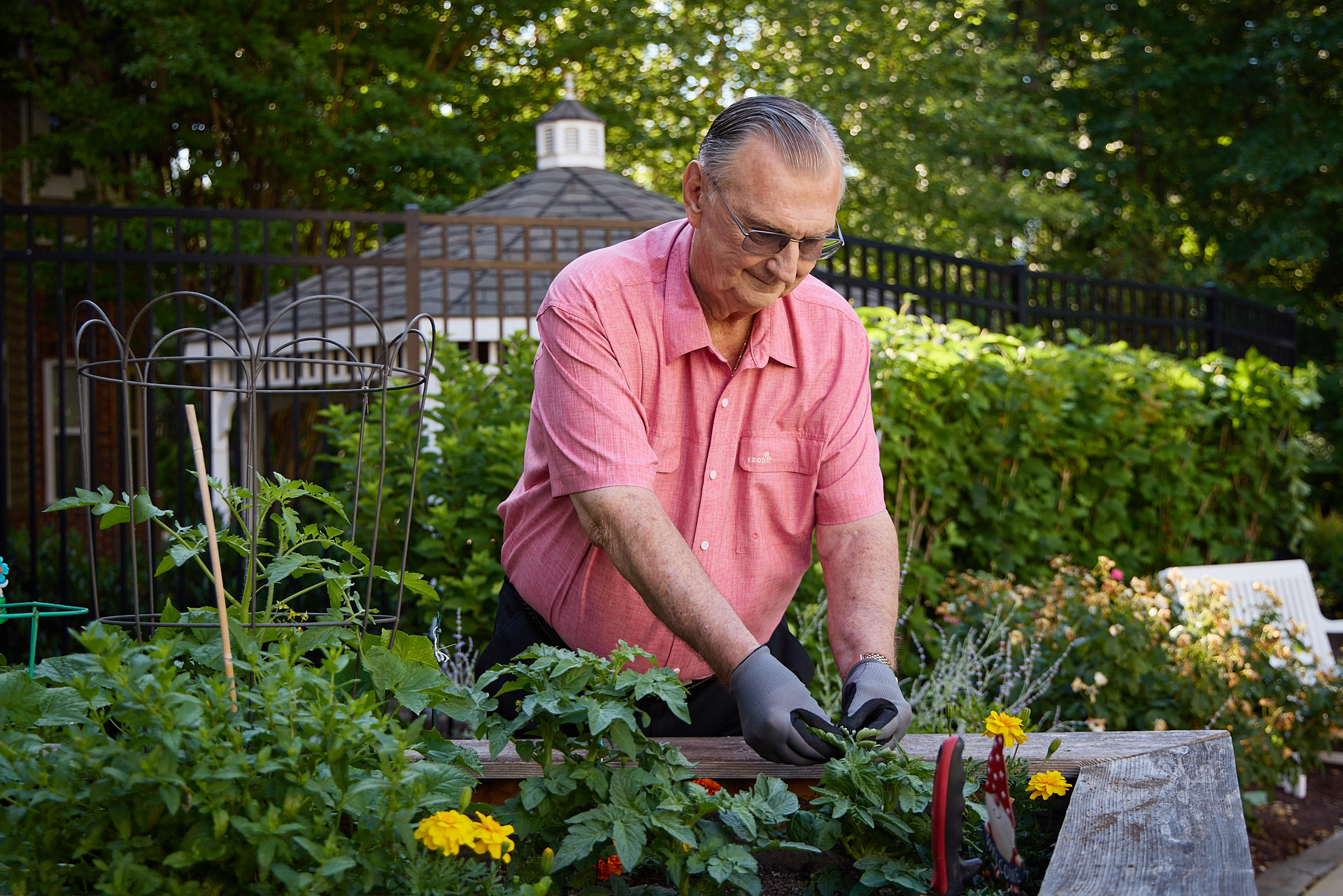 A man working in a garden. Photo by Maryland lifestyle photographer Tracey Brown of Papercamera